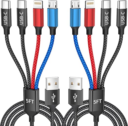 IDISON 4IN1-2TypeC Dual Type-C 4-in-1 Braided Cable 2-Pack