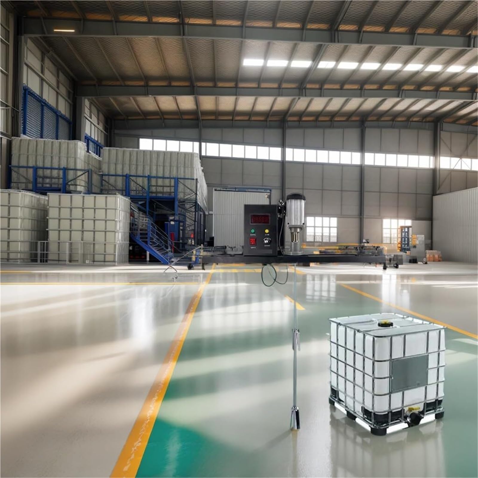 Mezclador de tanque eléctrico IBC Agitador industrial 1000L IBC, 220V, protección contra sobrecalentamiento 1-5000mPa Viscosidad para líquido químico para tanque IBC de 1000L / barril 200L (tanque IBC