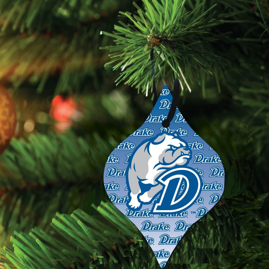 VictoryStore Holiday Ornaments: Drake University Ornaments Set of 3, 1 Round, 1 Rectangle and 1 Tapered