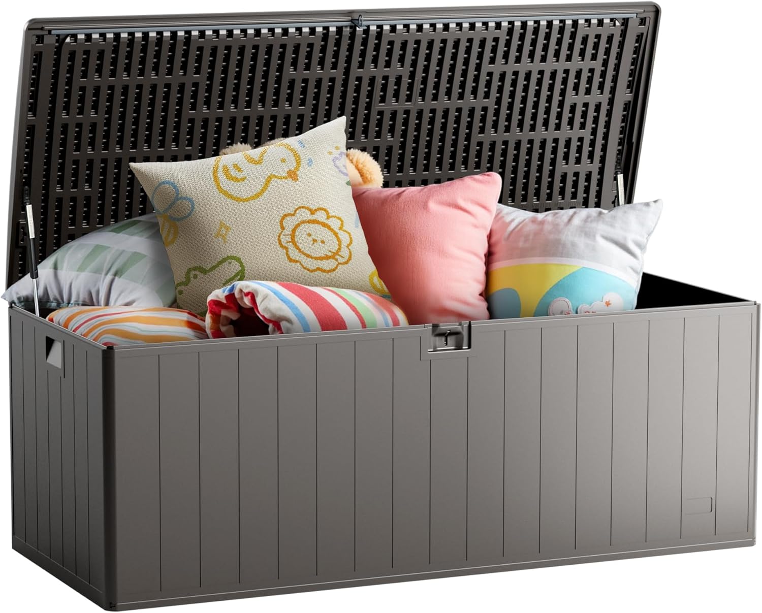 80-Gallon All-Weather Resin Deck Box with Lock - Heavy Duty Outdoor Storage for Patio Furniture, Cushions, Garden Tools & Pool Supplies, Pure Brown