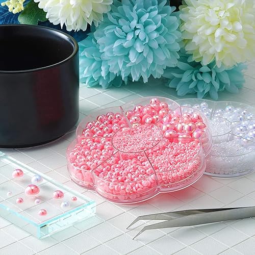 Miniatura 5 de 5600 piezas de perlas semicirculares con parte trasera plana, accesorios de bricolaje AB con parte trasera plana, cuentas sueltas de tamaño mixto,