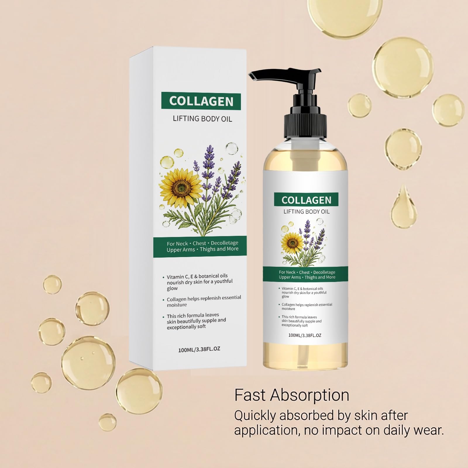 Olio corpo di collagene rassodante dopo la doccia (5 pezzi)