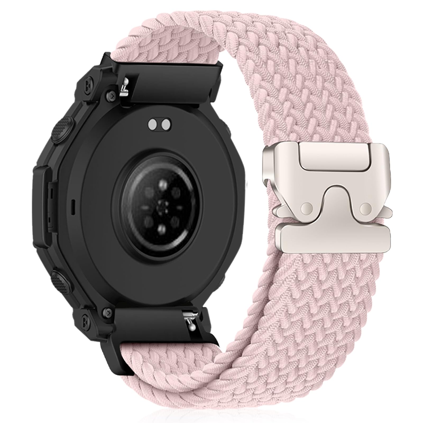 22mm Nylon Strap for Amazfit Active Max/T-Rex 3 Pro 48mm/Balance 2/Balance/Cheetah, Elastic Braided Watch Wristbands for Amazfit Bip Max/Bip 6/ Bip 5/ Bip 5 Unity - Pink