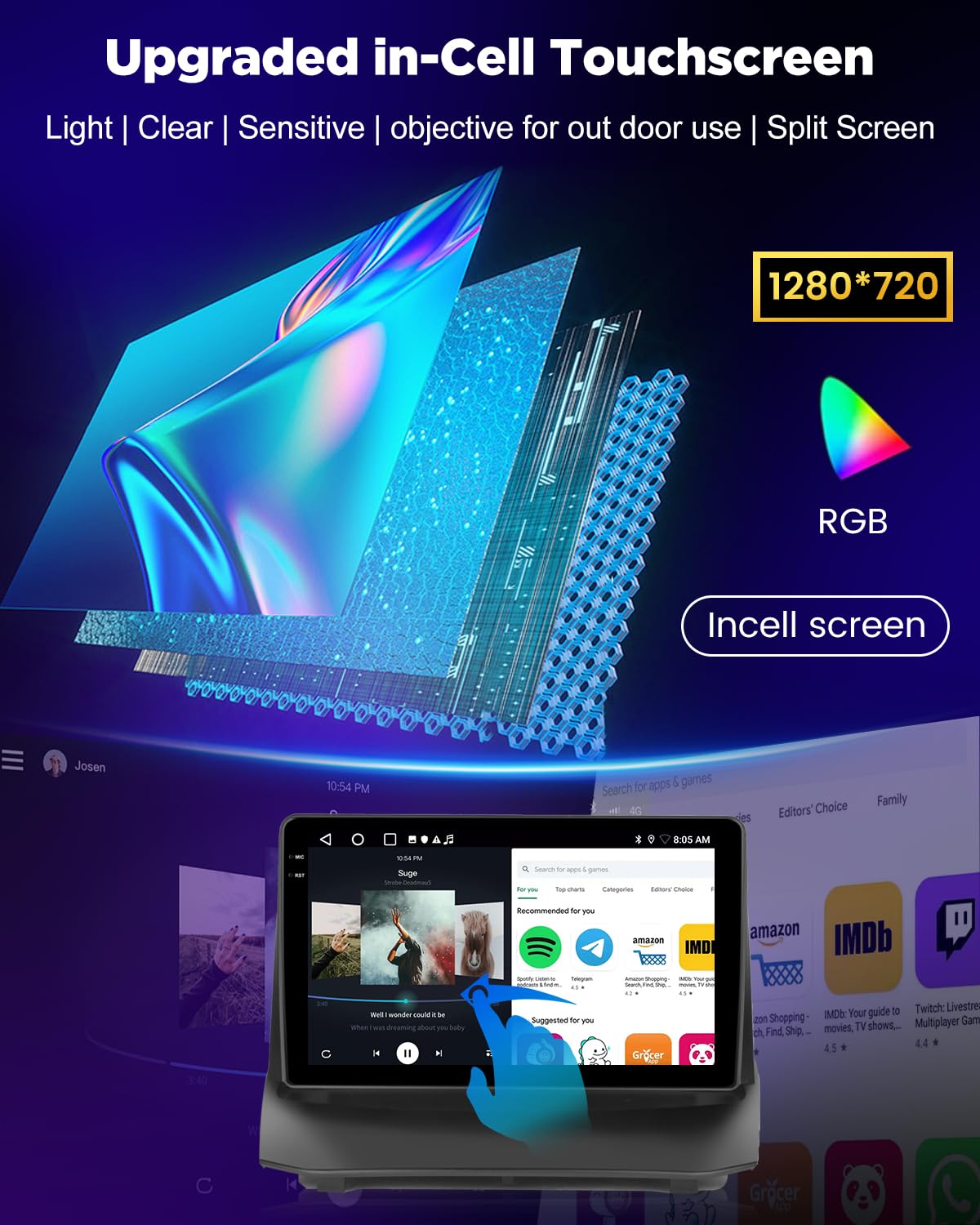 NHOPEEW 4+64G Android Autoradio per Ford Fiesta 2009-2017 con Wireless Carplay e Android Auto - Schermo incell da 9 pollici Supporto WiFi GPS Comandi al volante + Telecamera di retromarcia, Canbus