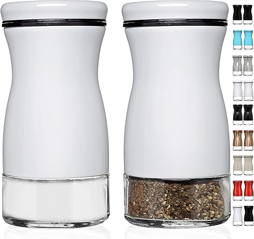 Juego de saleros y pimenteros con agujeros ajustables para verter - blanco