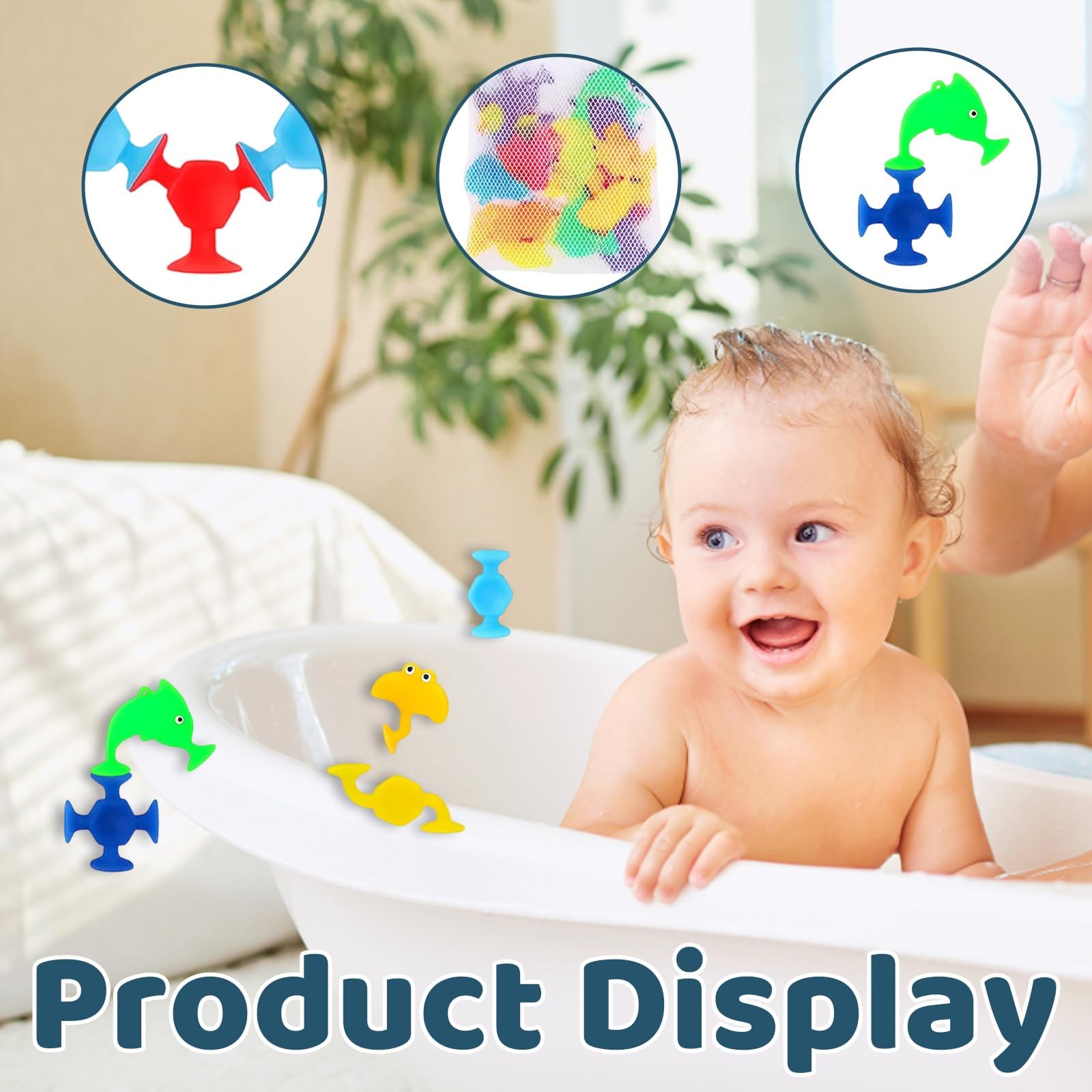 32 PCS Suction Toys, Bath Toy Set, Vibrant 5cm Sensory Water Play for Imaginative Fun and Learning, 10 cm x 10 cm x 1 cm - Image 3