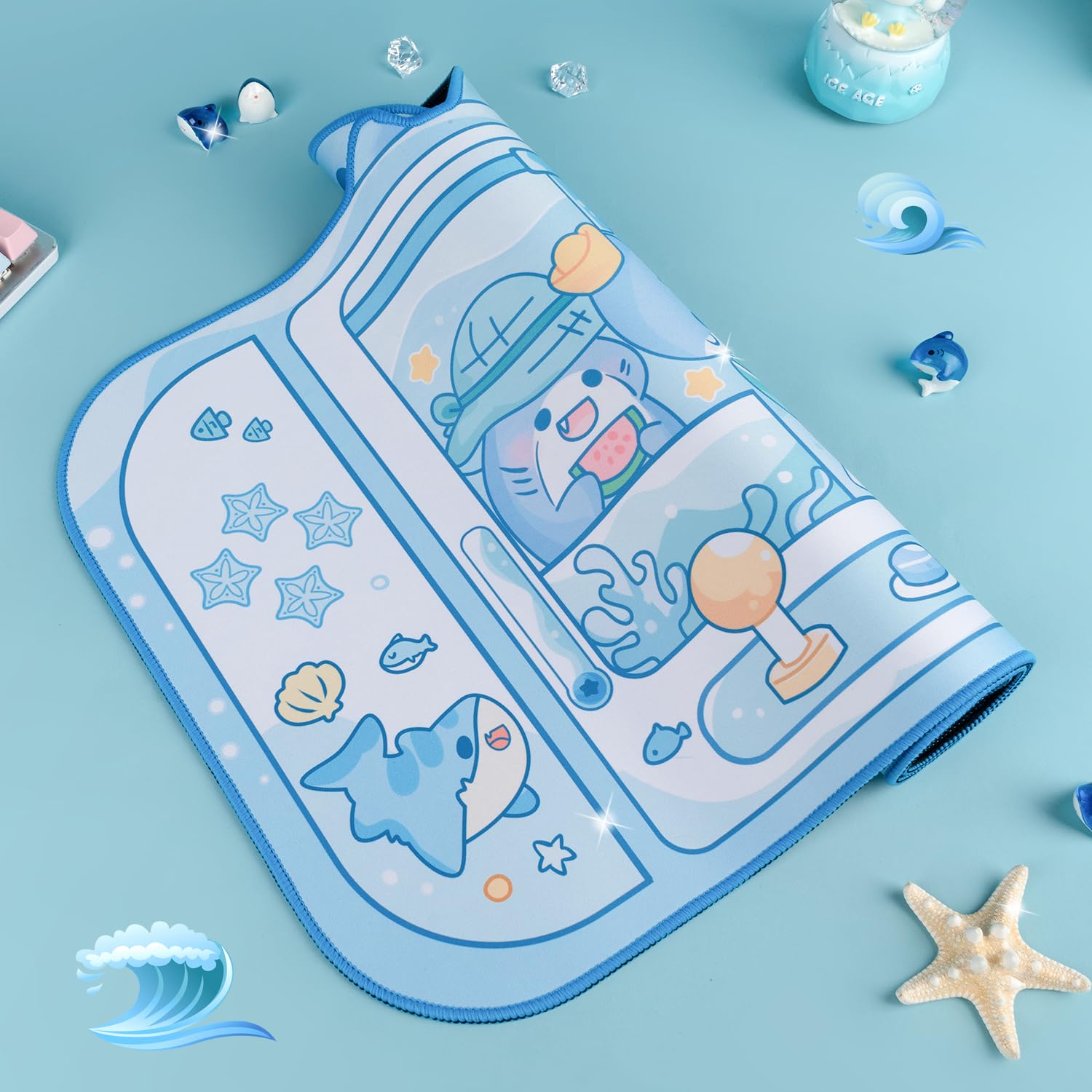 Amazon.co.jp: BLINGKIYO ブルーシャークマウスパッド - かわいい漫画