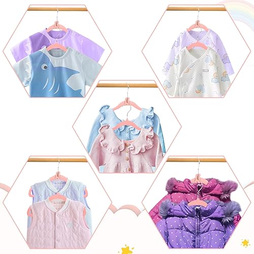 Miniatura 5 de UniqNest Paquete de 20 perchas de terciopelo rosa, perchas antideslizantes de fieltro para niños, perchas para ropa que ahorran espacio, perchas