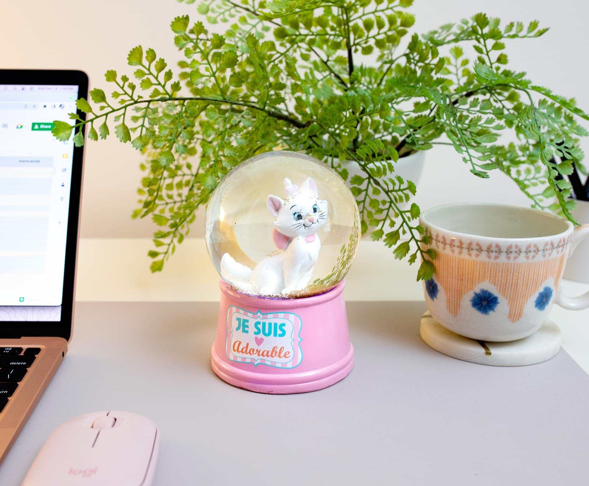 Disney Aristochats Marie Je Suis Adorable boule à neige lumineuse avec paillettes tourbillonnantes | 15,2 cm de haut
