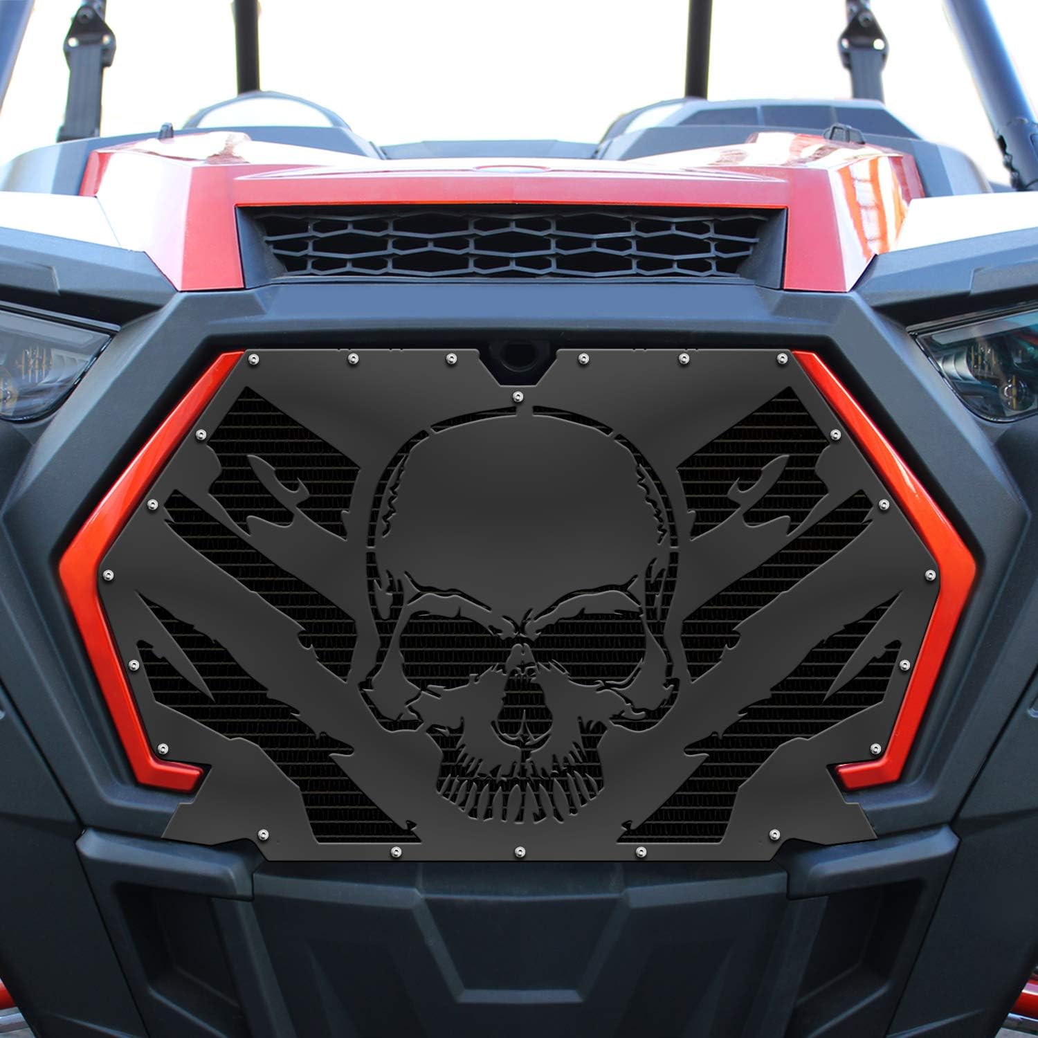 300 Industries Steel Grille Replacement for Polaris RZR XP Turbo 2019-2020 - Single Piece Powder Coated Black - Nightmare
