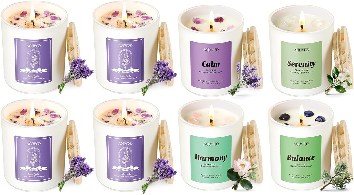 AOOVOO Lavender Candles Set for Women and AOOVOO Calm Candles Set for Women