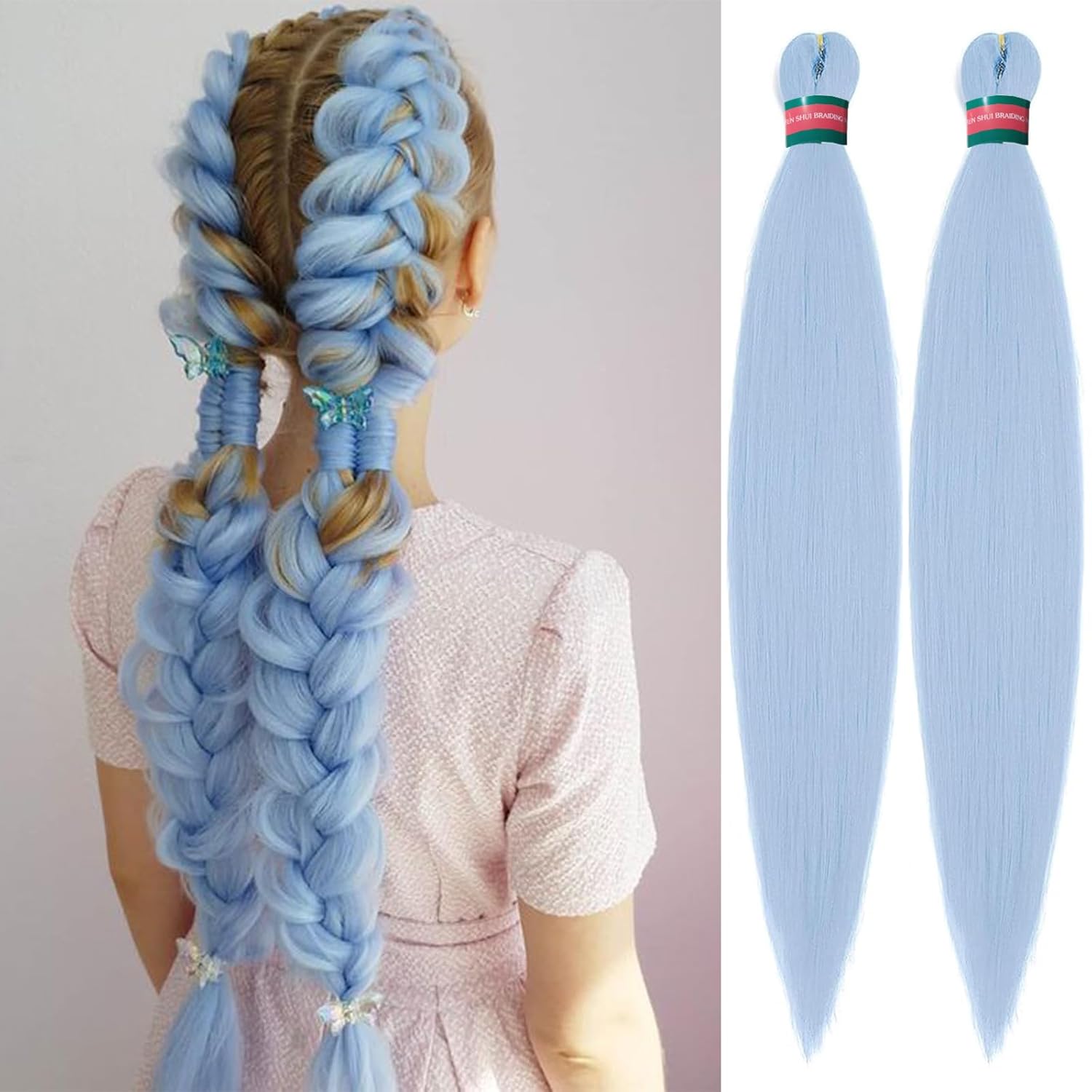 Ombre Pre stretched Braiding Hair, 36 Inch 4 tones Braid Hair Extensions, 8 packs Multi Color Blend Braiding Hair Pre-stretched, Crochet Hair Braiding(36''-8packs, 1b/30/27/613)