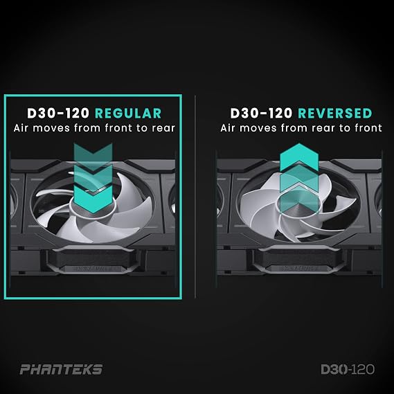 Phanteks D30 120mm ARGB PWM PC Case Fan, Daisy-Chain, Black