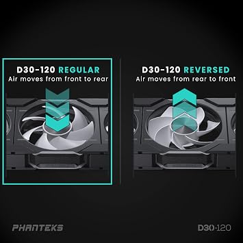 Phanteks D30 120mm ARGB PWM PC Case Fan, Daisy-Chain, Black