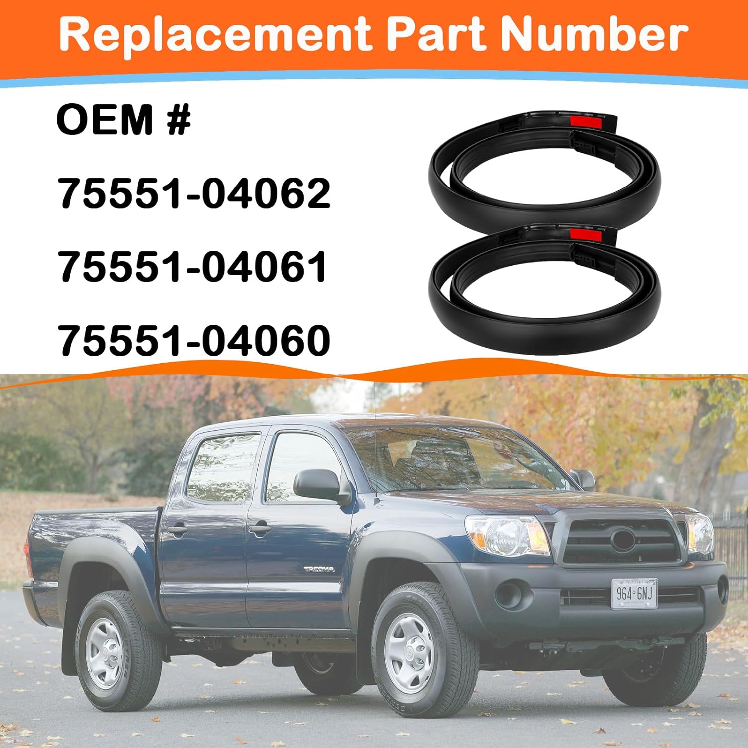 2Pcs Roof Drip Molding Weatherstrip Fit for Toyota Tacoma Double CAB 2005-2015, Left & Right Side Roof Trim Seal Kit Replace 75551-04062 75551-04061 75551-04060 75551-04063 75552-04063