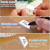 Vista 4 de HABGP Juego de 16 separadores transparentes de 3 anillos con pestañas, 8.5 x 11 pulgadas, 8 pestañas divisores con bolsillos, protectores de páginas
