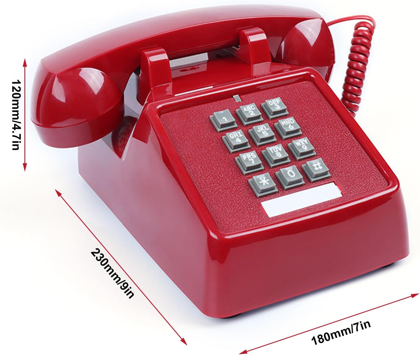 Landline Phone for Home Retro Amplified Single Line Corded Desk Telephone with Extra Loud Ringer Land Line House Phone Old Fashion Telephones for Seniors (Red), black