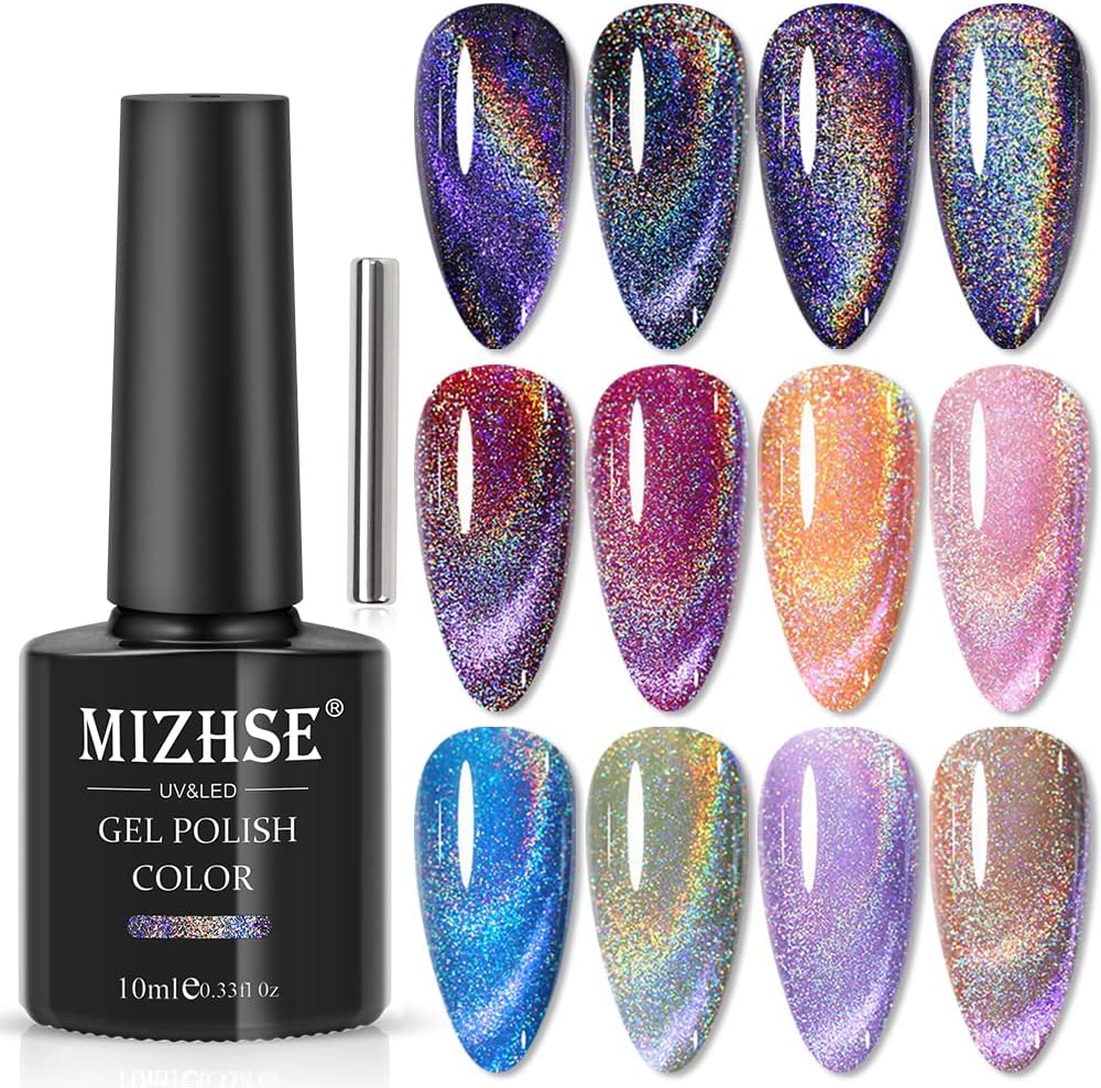 10ml Universal Rainbow Cat Eye Gel Nali Polish Laser Holographic 9D Cat Eye Gel Polish Soak Off LED U V Gel Nail Art Varnish with Magnetic