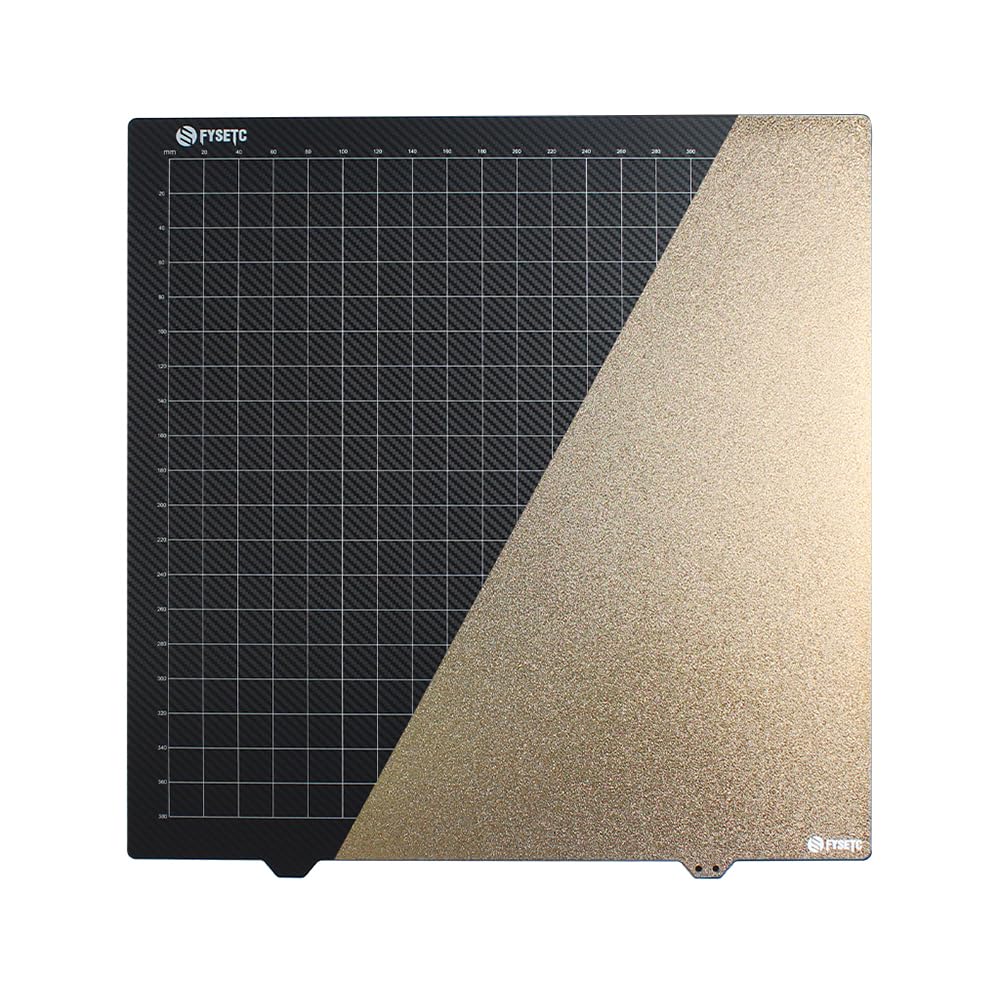 Placa de construcción PEI de 430x430mm Cama de impresión 3D Recubrimiento en polvo de doble cara PEI + Superficie lisa de fibra de carbono Plataforma flexible de acero con resorte (1)