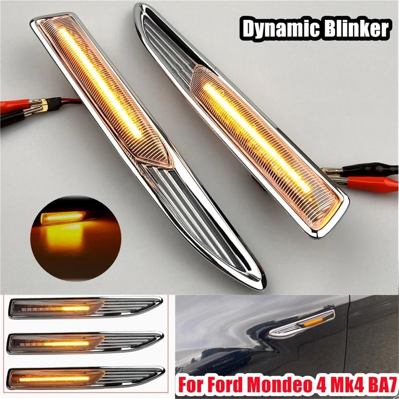 Luces Direccionales 7S71-13K354 7S7113K354 Para Ford Para Mondeo 4 Mk4 BA7 2007-2015 Luz De Giro Lateral Secuencial Dinámica LED Indicador Retrovisor(Crystal)