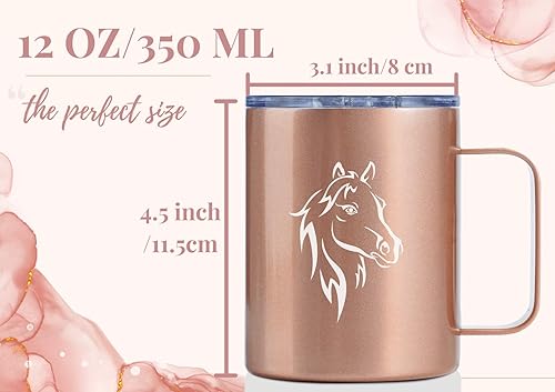 Miniatura 4 de Onebttl Regalos de caballos para niñas, mujeres, amantes de los caballos, taza de café aislada de acero inoxidable con tapa y asa, ecuestres,