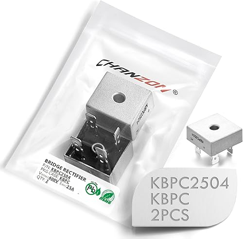 Chanzon KBPC2504 Puente Rectificador Diodo 25A 400V KBPC Monofásico, Onda Completa 25 Amp 400 Voltios Diodos de Silicio Electrónicos
