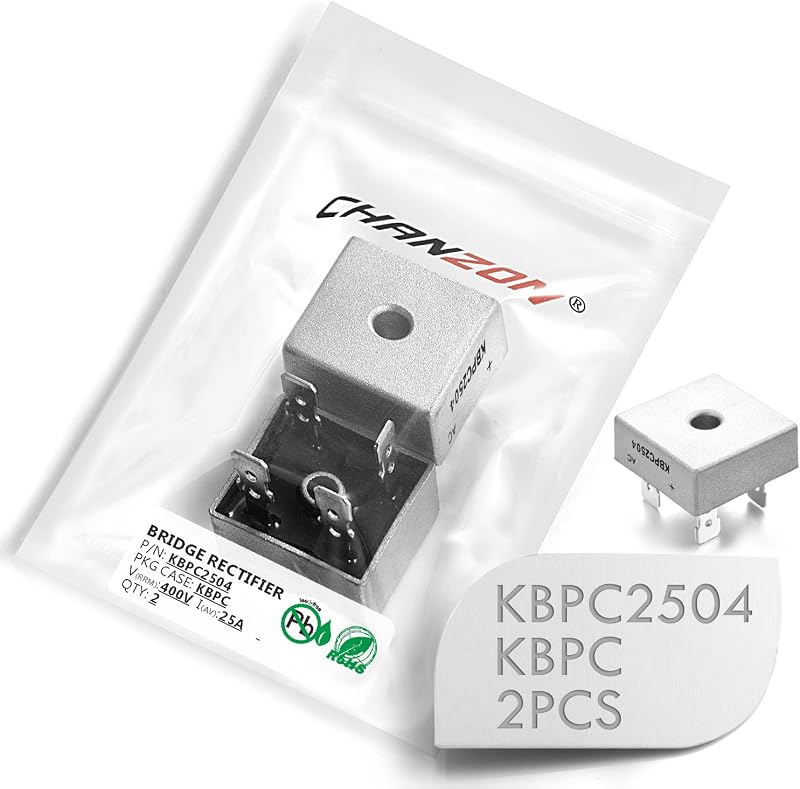 Ponte retificadora de diodos CHANZON KBPC2504 25 A 400 V – 2 unidades