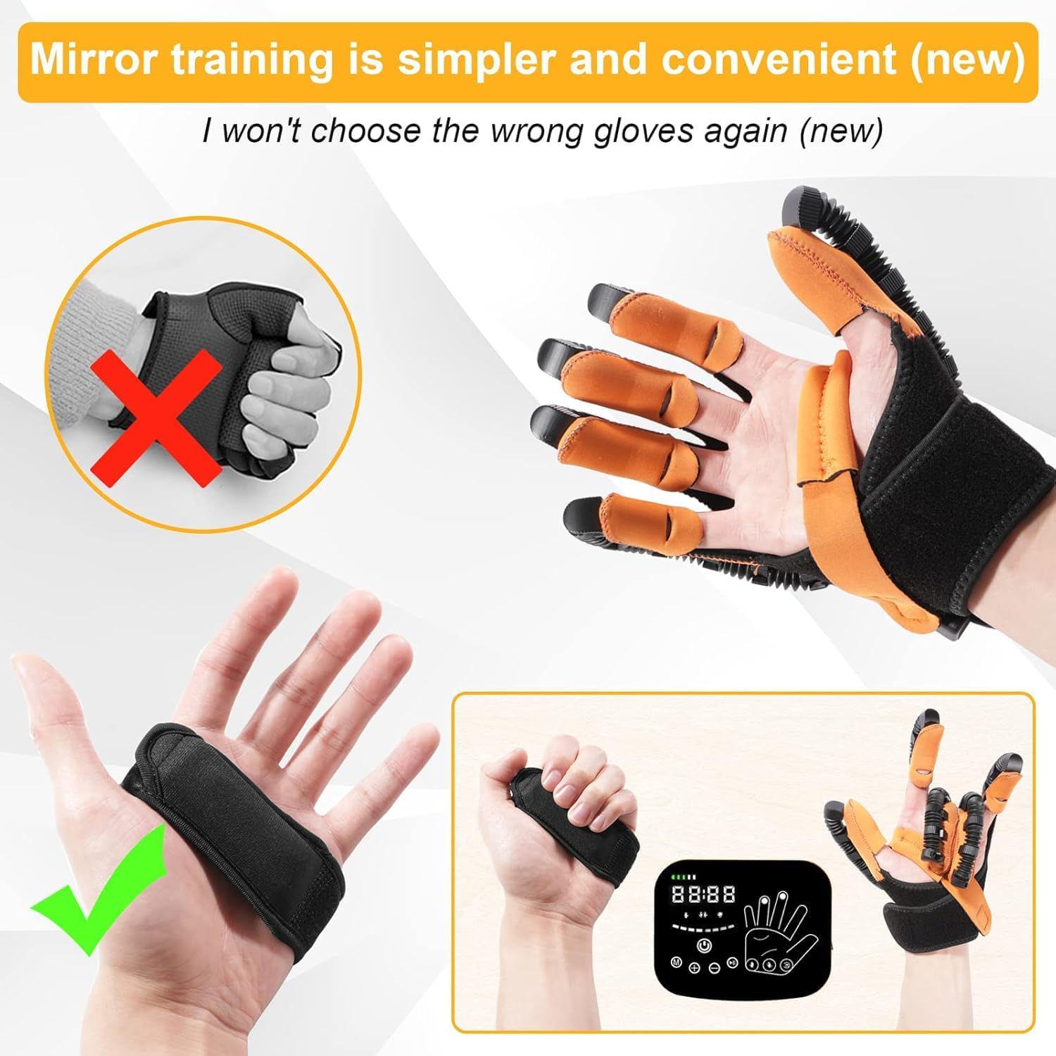 Guantes robóticos de rehabilitación mejorados, Equipo de rehabilitación de Mano para Pacientes con accidente cerebrovascular, Guante de rehabilitación de Dedos para Pacientes con