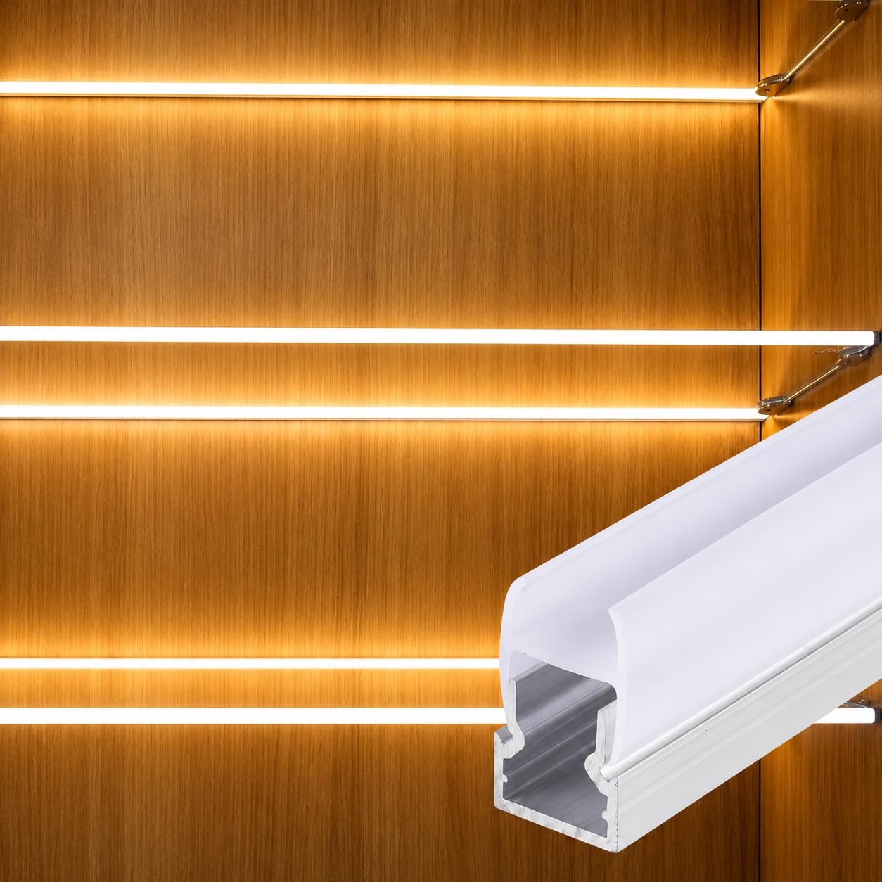 Trendy Illumina Glass LED Aluminium Profile Light Channel for 8–10mm Glass Shelf | 1 Meter Length | Premium Aluminium Finish | Easy Installation (Without led Strip) (Set of 5)-image-33