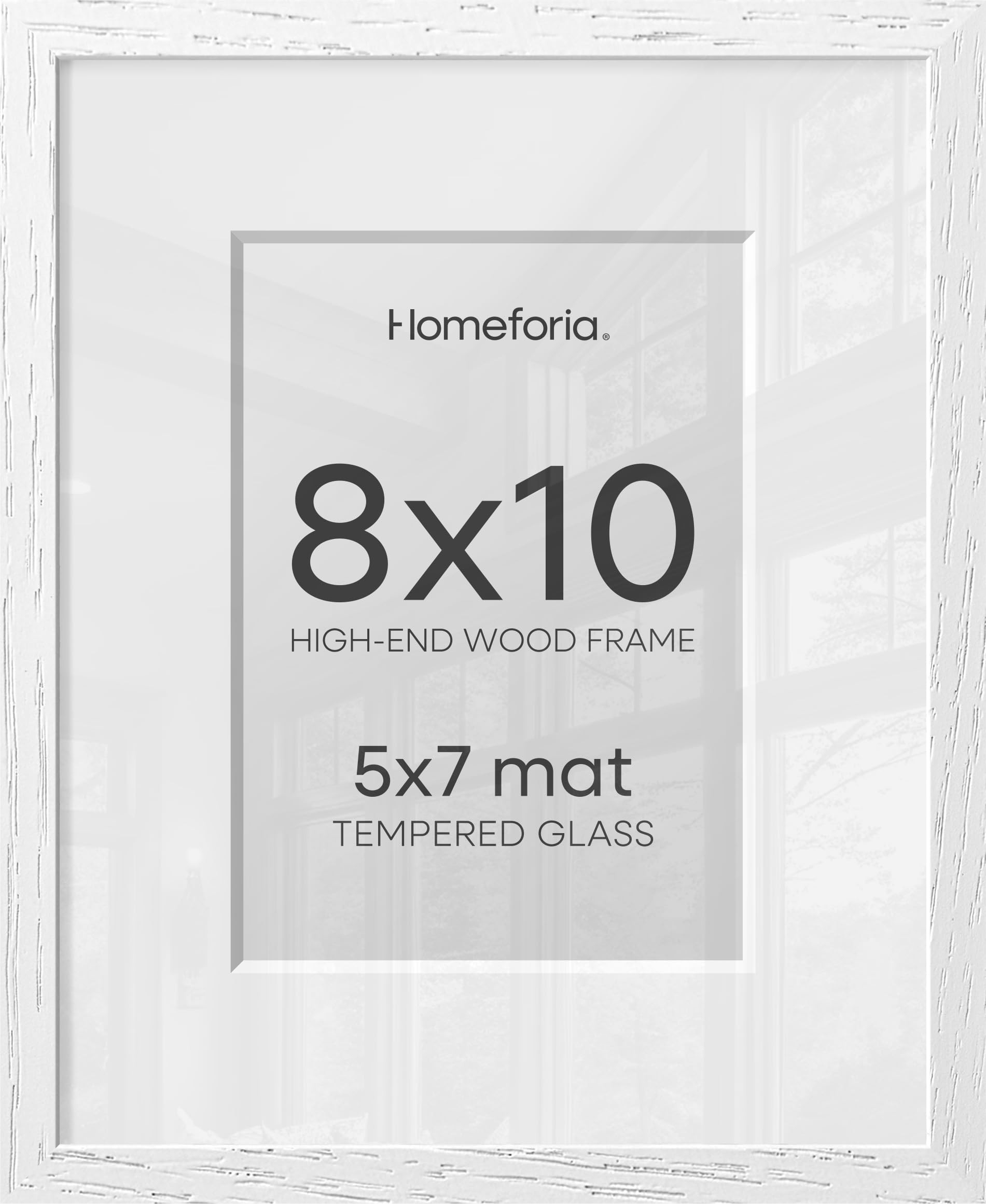 Homeforia 8x10 White Oak Picture Frame, High-End Wood, 5x7 Mat, Glass | High End Solid Oak Wood, Tempered Glass, Acid-Free 5x7 Removable Mat, 8x10 Edge-to-Edge Display 10x8, Wall Kit, Set Of 1