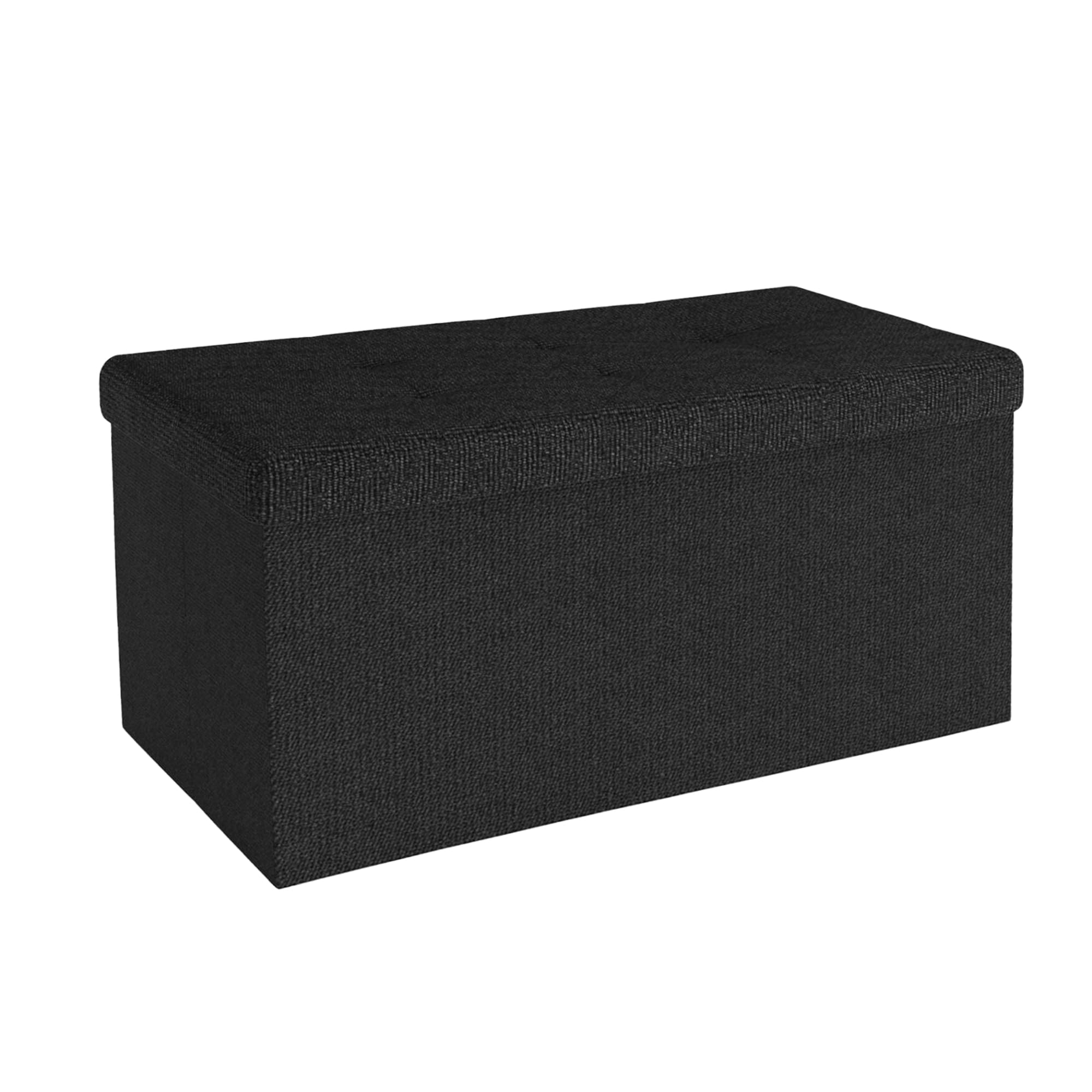 INTIRILIFE Faltbare Sitzbank 76x38x38 cm, Schwarz (Piano), mit Deckel und Stauraum