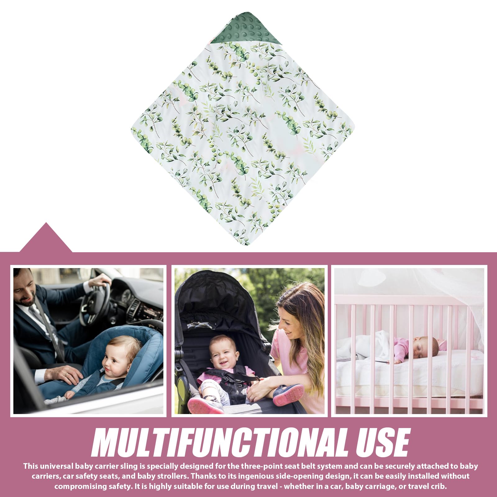 Couverture réversible pour bébé, en coton, universelle, double face, pour nacelle, poussette, siège auto, vert, 90 x 90 cm