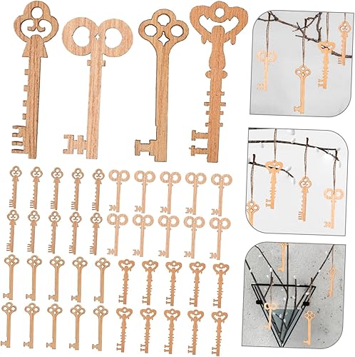 Miniatura 9 de NOLITOY 50 piezas de ornamento para llaves, decoración retro, regalo de inauguración de la casa, adornos de madera artesanal, decoración del hogar,
