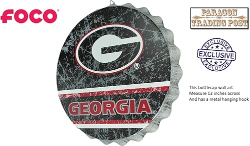Miniatura 2 de FOCO Cartel de pared de la Universidad de Georgia Bulldogs de 13 pulgadas con tapa de botella envejecida de metal envejecido, edición limitada,
