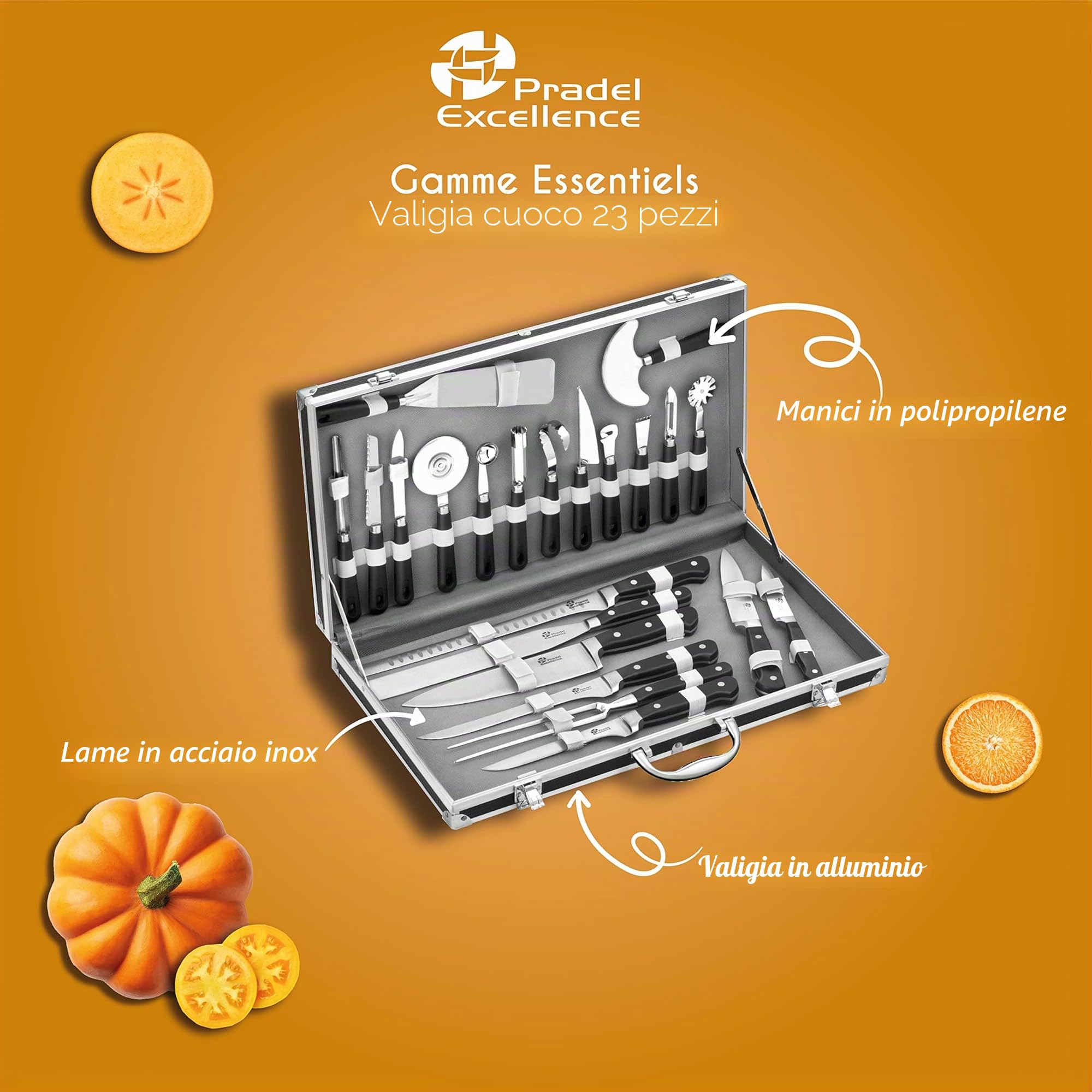 Pradel Excellence 31123 Valigia da cuoco 22 pezzi 15 utensili + 7 coltelli da cucina