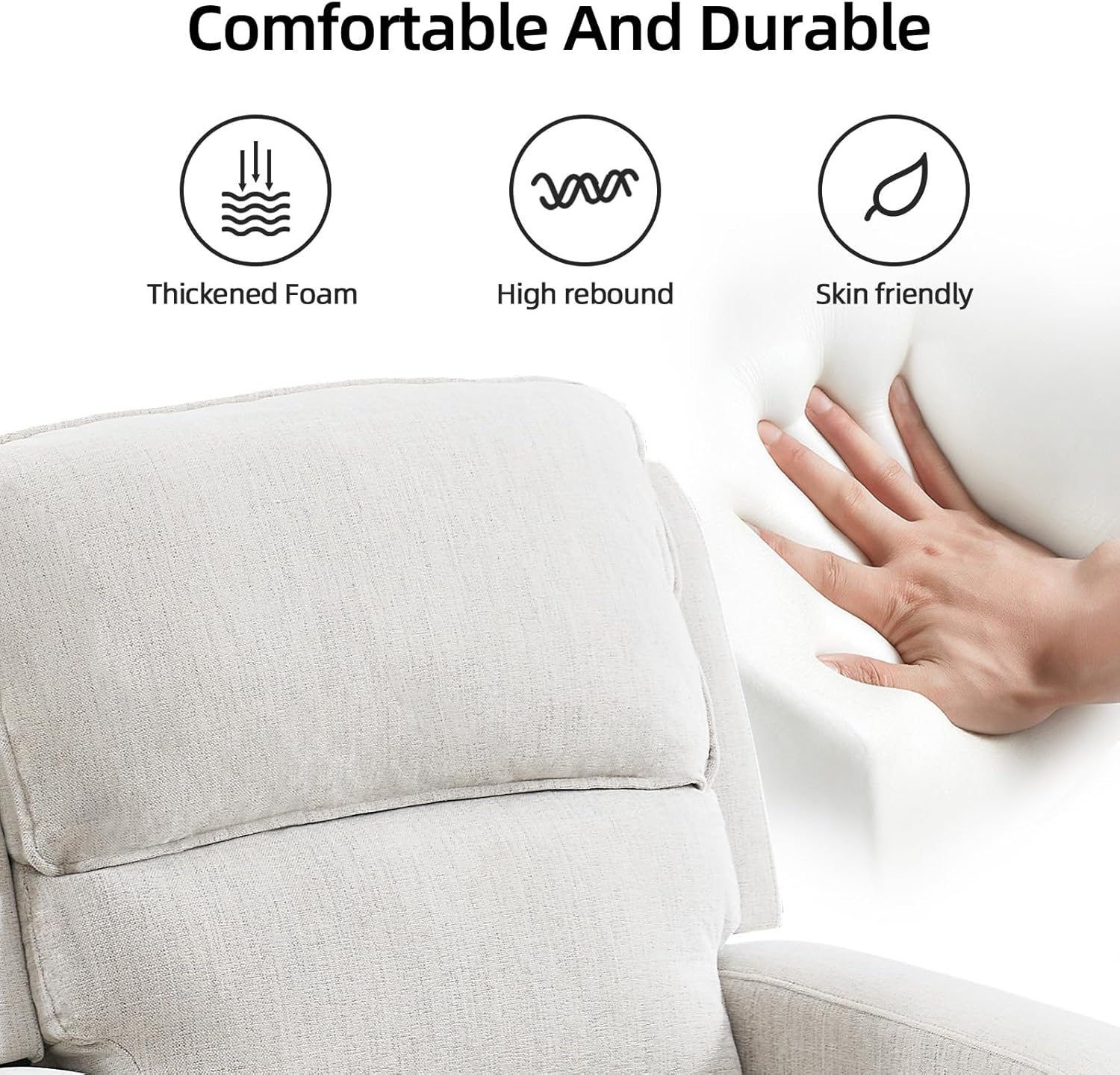 EBELLO Manual Living Room Furniture Reclining Couch Set, Soft Fabric Chair Recliner Sofa for Meeting Room, Overstuffed Backrest and Armrest (Recliner)