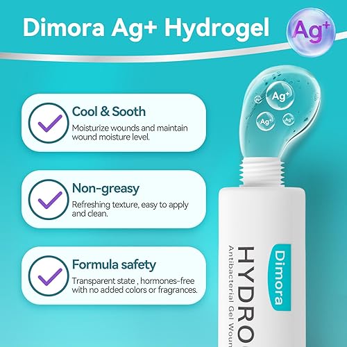 Vista 5 de Dimora Apósito antibacteriano de gel para heridas, 1 oz, ungüento de primeros auxilios de hidrogel de plata para cicatrización de heridas, cuidado