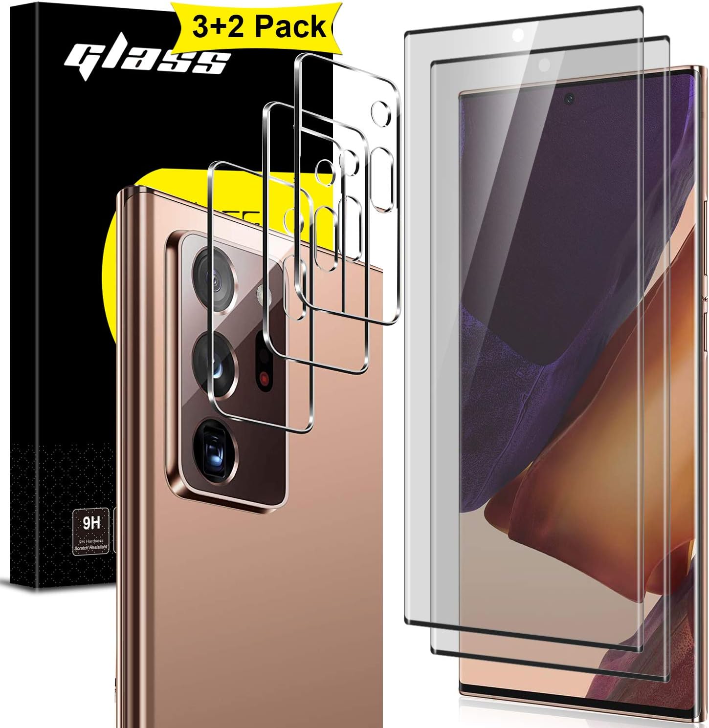         Anbel Design [3 Pack] Camera Lens Protector and [2 Pack] Privacy Screen Protector for Galaxy Note 20 Ultra/Note 20 Ultra 5G, [Full Coverage] Anti-Spy 9H Hardness Tempered Glass       
