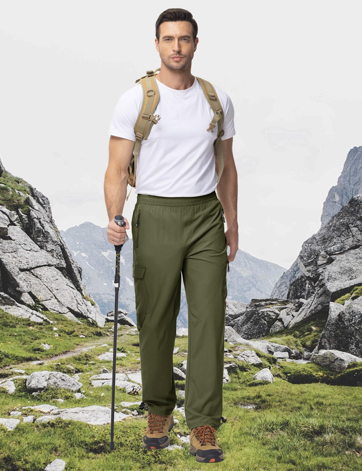 Rdruko Pantaloni da trekking da uomo, ad asciugatura rapida, impermeabili, elasticizzati, con 5 tasche, per escursioni, arrampicata, attività all'aperto