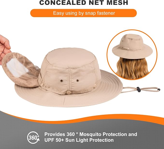 Mosquito Head Net Hat - Gorra con Protección Solar UPF 50+ miniatura 6