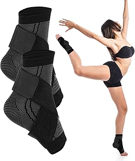 Ankle Brace, Youth Ankle Brace for Sports Ankles Support Sleeve Elastic Foot Socks Compression Black Heel Protector with Strap Relief Adjustable Wrap Breathable Ankles Socks Two Sizes(Medium)
