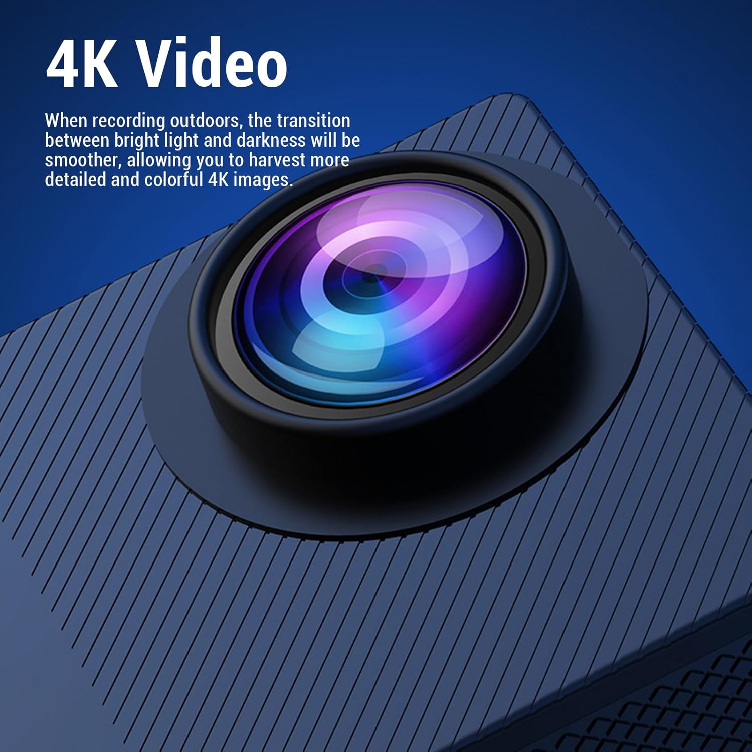 4K Action Camera, Water Proof Sports Camera with 170°Wide, 2.0 Inch Screens Wearable Cycling, Stabilization, Live Streaming