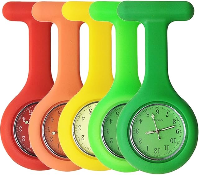 Nurse Watch Brooch, Silicone with Pin/Clip, Glow in Dark, Infection Control Design, Health Care Nurse Doctor Paramedic Medical Brooch Fob Watch