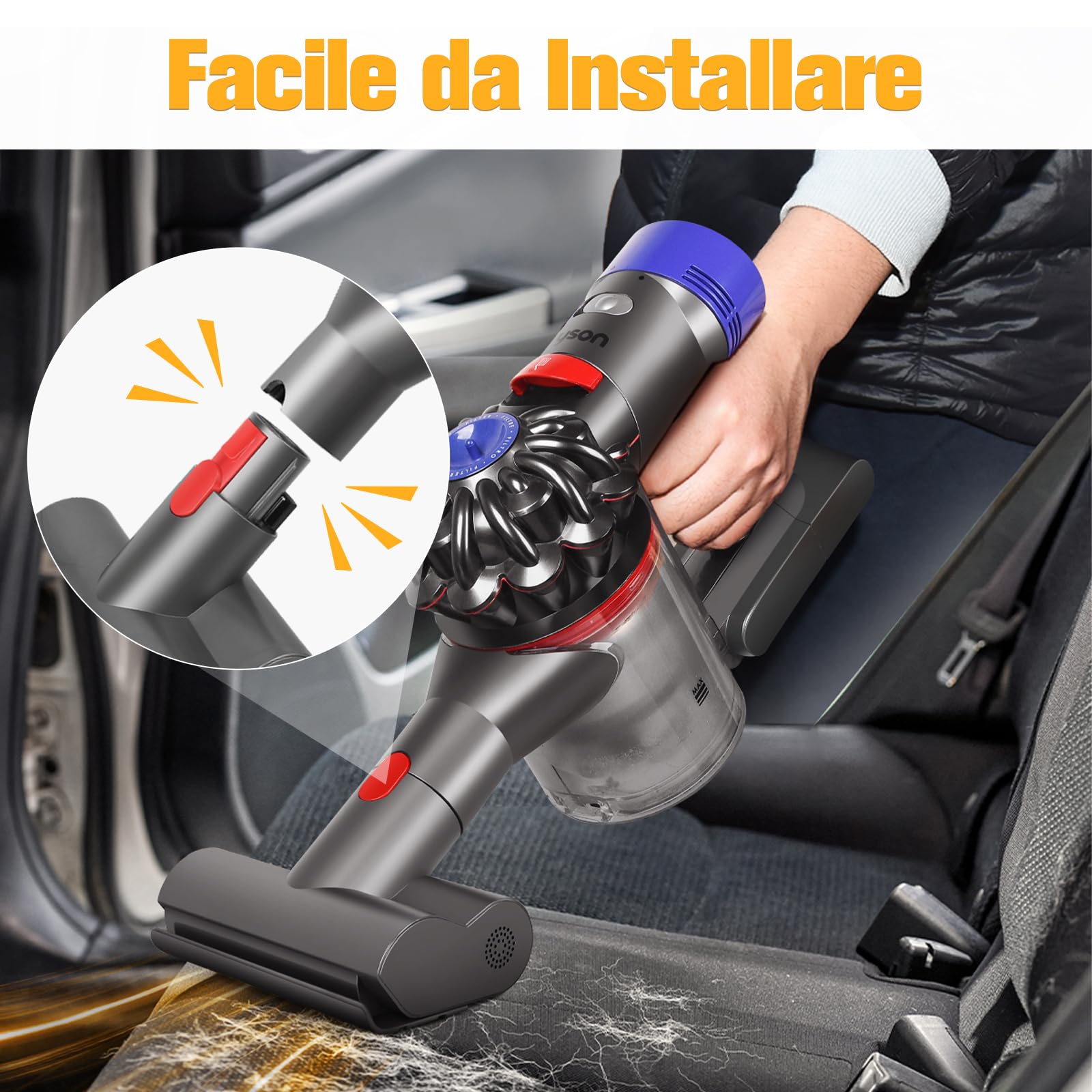 Mini Turbo Spazzola per Dyson V8 V11 V10 V15 V7 Spazzola Materassi Ricambi Divano Accessori Tessuti Spazzole Piccola Testina Motorizzata per Divano Sedile Poltrona Rimuove Batteri e Allergeni