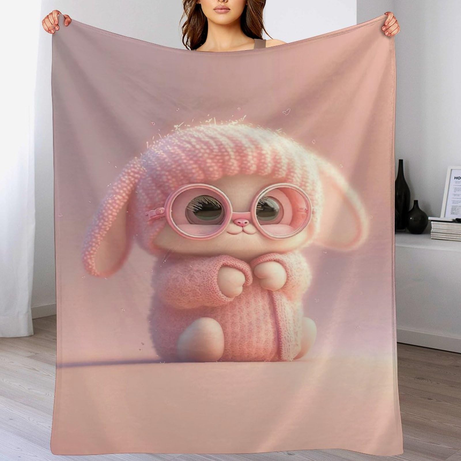 Manta de franela de conejo suave para niños y adultos de 130x180 cm