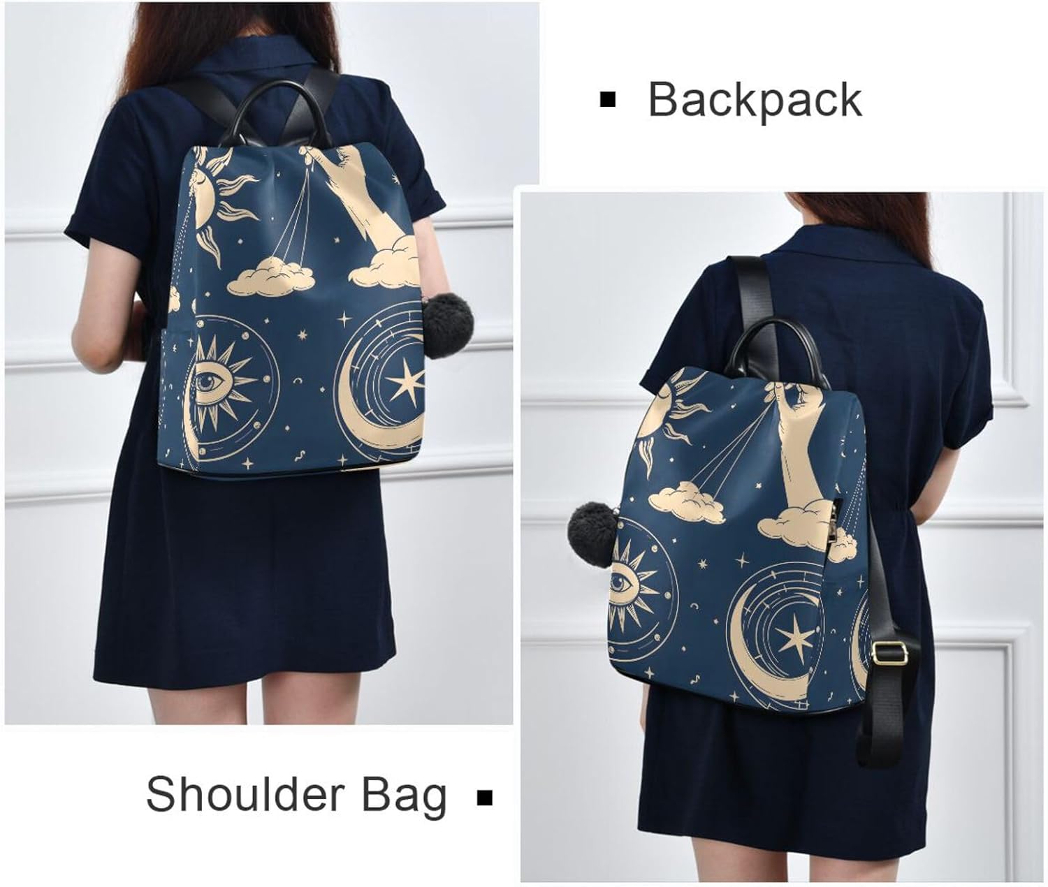 ALAZA Hand Sun Moon Eyes Cloud Backpack Purse for Women Anti Theft Fashion Back Pack Shoulder Bag