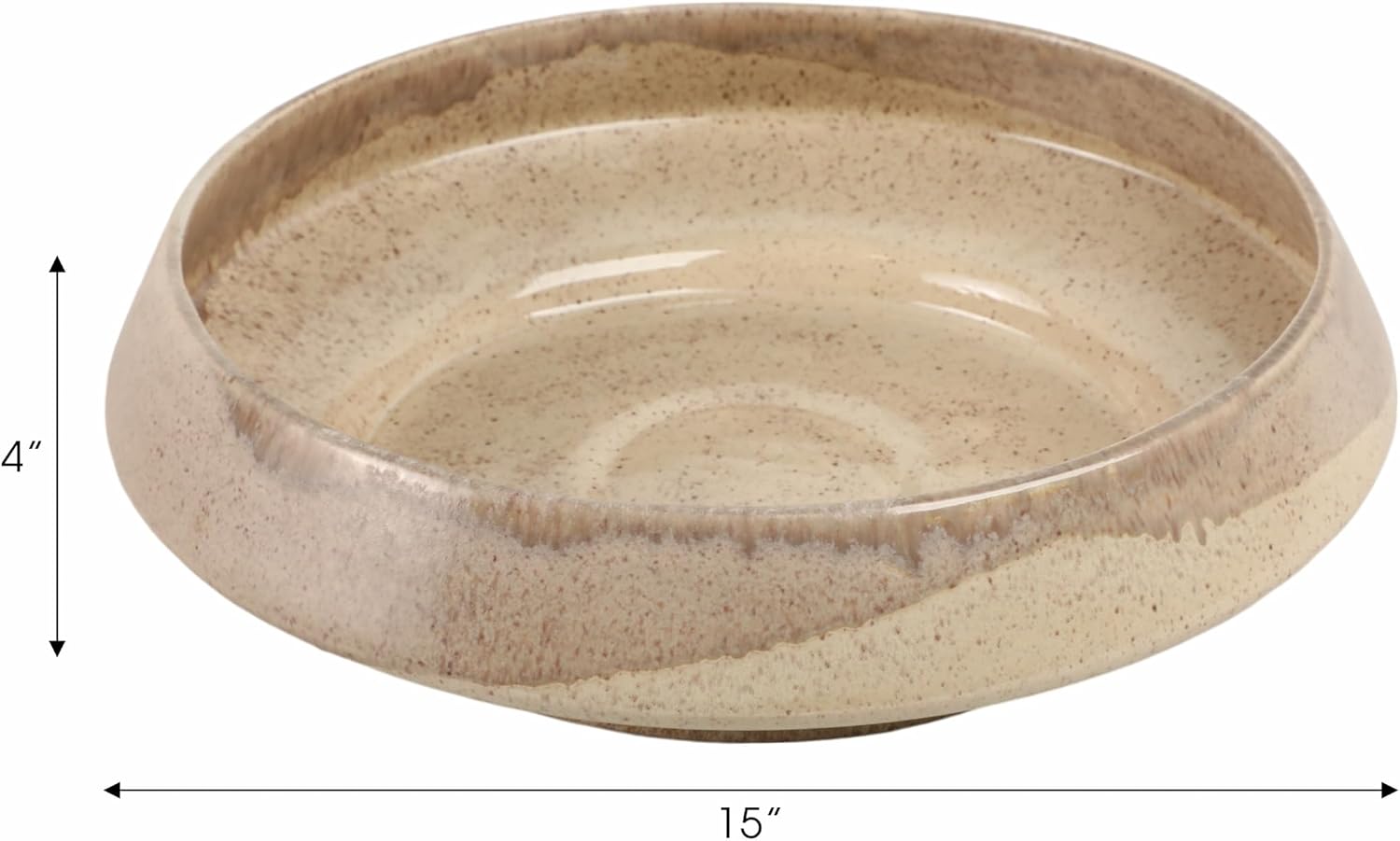 Decorative Glazed Pottery Bowl for Coffee Table Decor - Contemporary Centerpiece Table Decorations for Any Home Decor Accents - Stylish Kitchen Counter Decor, Key Holder, or Candy Bowl - 4", Brown