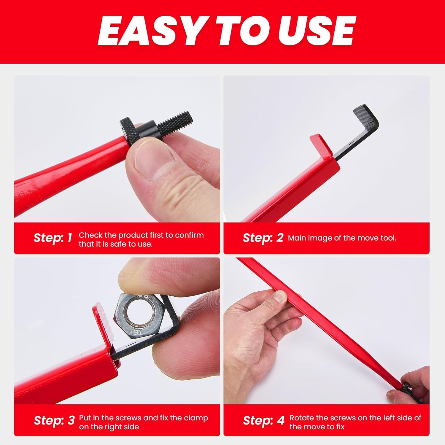 QUICKWOLF Extension Clamp Tool Manual Adjustable Nuts Bolt Holder & Hose Clamp Gripper for Tight Spaces, Red Long Reach Tool Tri-Pack (7.5"/10.5"/14.5")