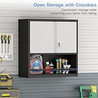 Vista 5 de Metal Garage Cabinets, Lockable Storage Cabinet, Metal Cabinet with Open Storage, Upper Tool Cabinet for Basement, Wall Mounted Cabinets for Shop