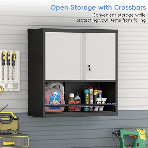Miniatura 5 de Gabinetes de garaje de metal, Gabinete de almacenamiento con cerradura, Gabinete de metal con almacenamiento abierto, Gabinete de herramientas